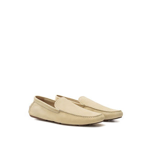 Beige Leder Mokassin