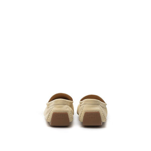 Beige Leder Mokassin