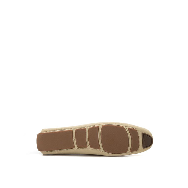 Beige Leder Mokassin