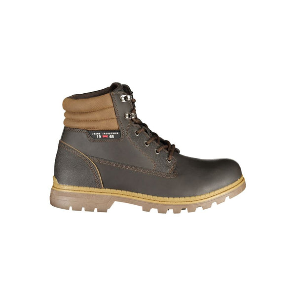 Brauner Polyester Herrenstiefel