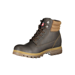 Brauner Polyester Herrenstiefel