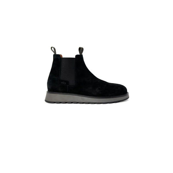 Schwarzer Wildlederstiefel