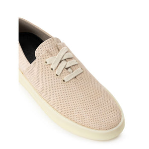 Beige Leder-Sneaker mit niedrigem Schaft