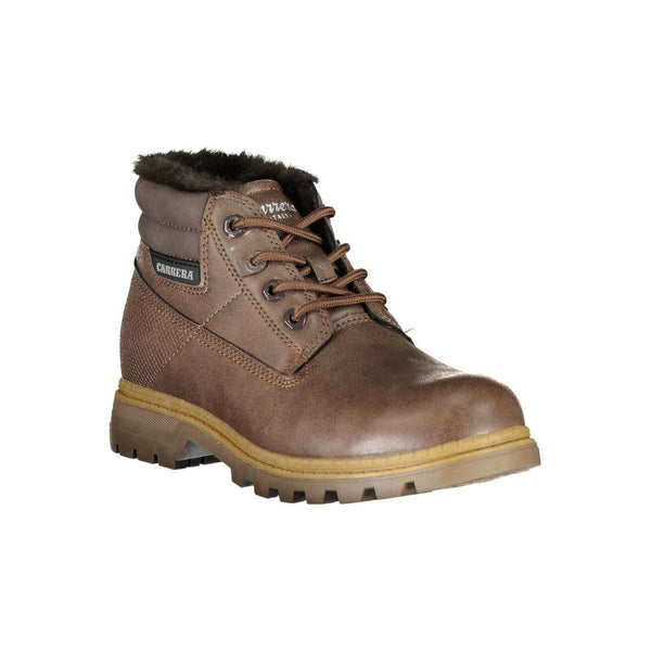 Brauner Polyester Damenstiefel