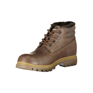 Brauner Polyester Damenstiefel