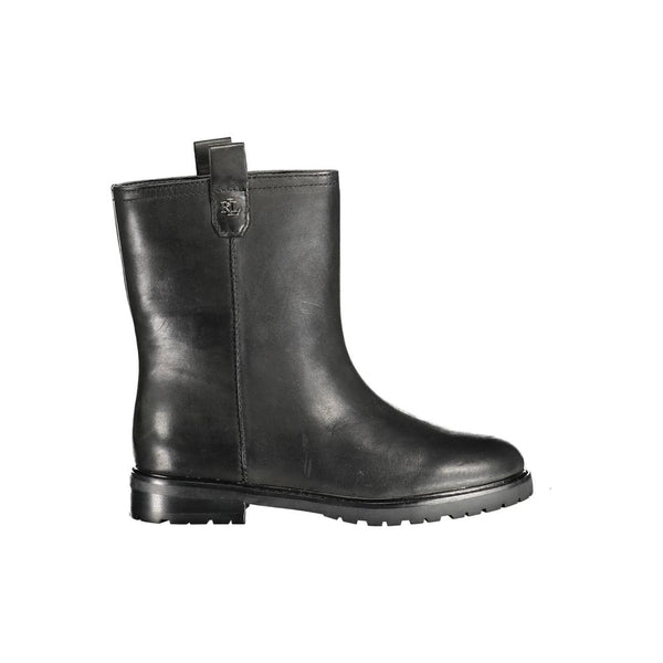 Schwarzes Leder Damen Stiefel