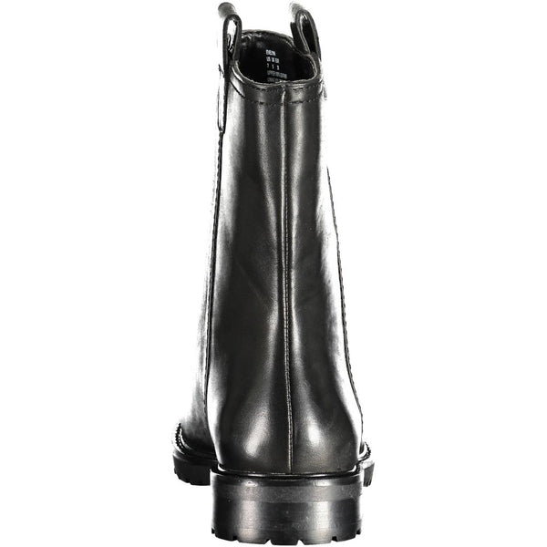 Schwarzes Leder Damen Stiefel