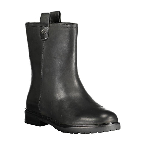 Schwarzes Leder Damen Stiefel