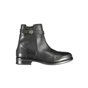 Schwarzes Leder Damen Stiefel