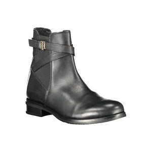 Schwarzes Leder Damen Stiefel