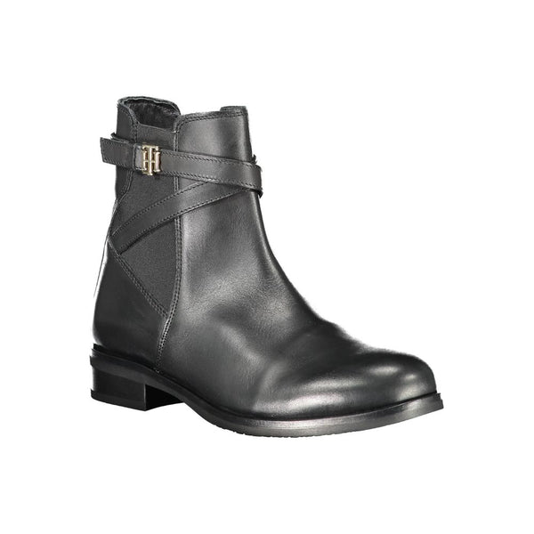 Schwarzes Leder Damen Stiefel