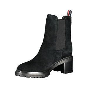 Schwarzes Leder Damen Stiefel