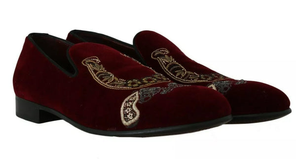 Bordeaux Samt Loafers Gun Horseshoe Schuhe