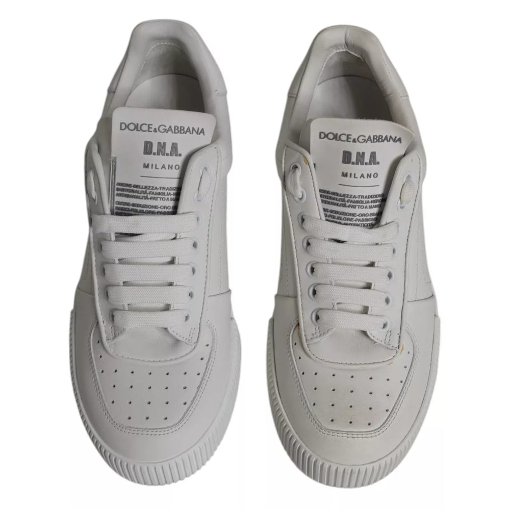 Weiß Miami Leder Low Top Turnschuhe Schuhe