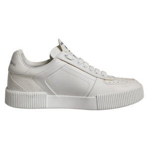 Weiß Miami Leder Low Top Turnschuhe Schuhe