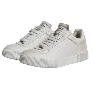 Weiß Miami Leder Low Top Turnschuhe Schuhe