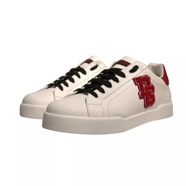 Weißes Leder DG Logo Low Top Sneaker Schuhe