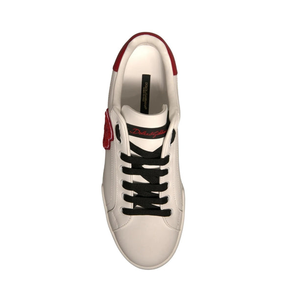 Weißes Leder DG Logo Low Top Sneaker Schuhe