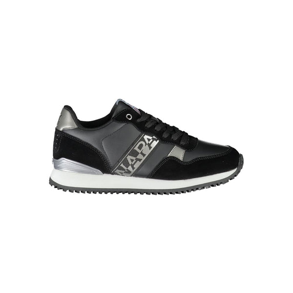 Schicke schwarze Schnürsenkel-Sneakers mit Kontrast-Detail