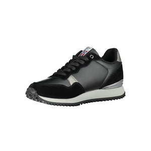 Schicke schwarze Schnürsenkel-Sneakers mit Kontrast-Detail