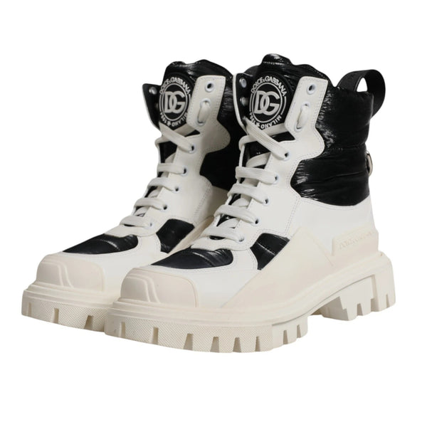 Weiße gepolsterte Mid Calf Lace Up Stiefel Schuhe