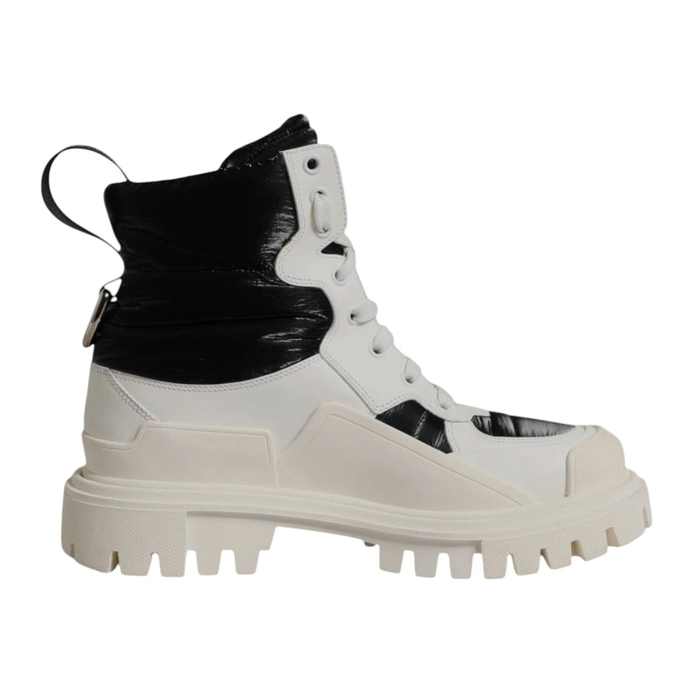 Weiße gepolsterte Mid Calf Lace Up Stiefel Schuhe