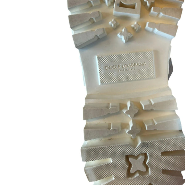 Weiße Leder Gummistiefel Logo Schuhe
