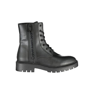 Schwarzer Polyester Damenstiefel