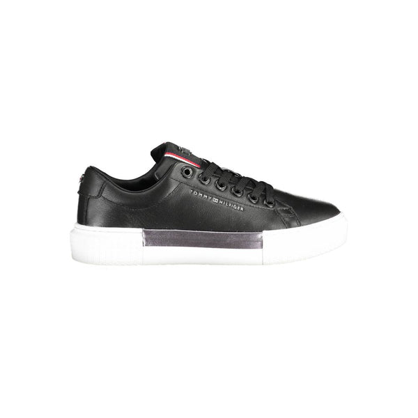 Schwarzes Leder Damen Sneaker