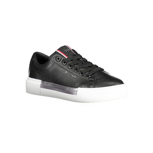 Schwarzes Leder Damen Sneaker