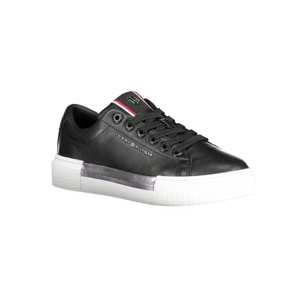 Schwarzes Leder Damen Sneaker