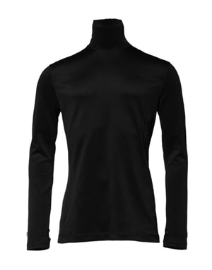 Schwarzer Polyester-Rollkragenpullover