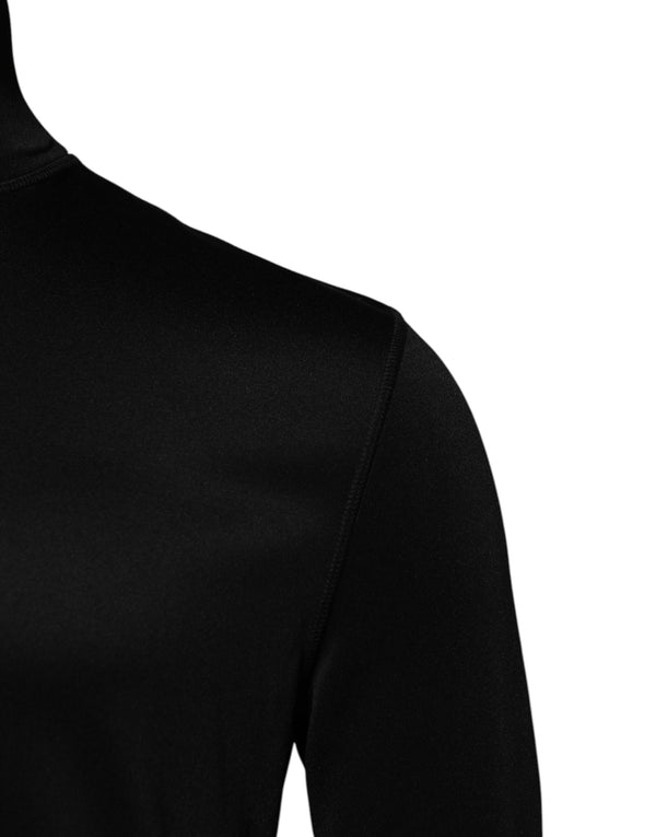 Schwarzer Polyester-Rollkragenpullover