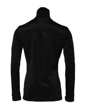 Schwarzer Polyester-Rollkragenpullover