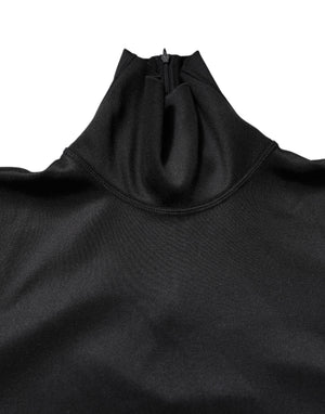 Schwarzer Polyester-Rollkragenpullover