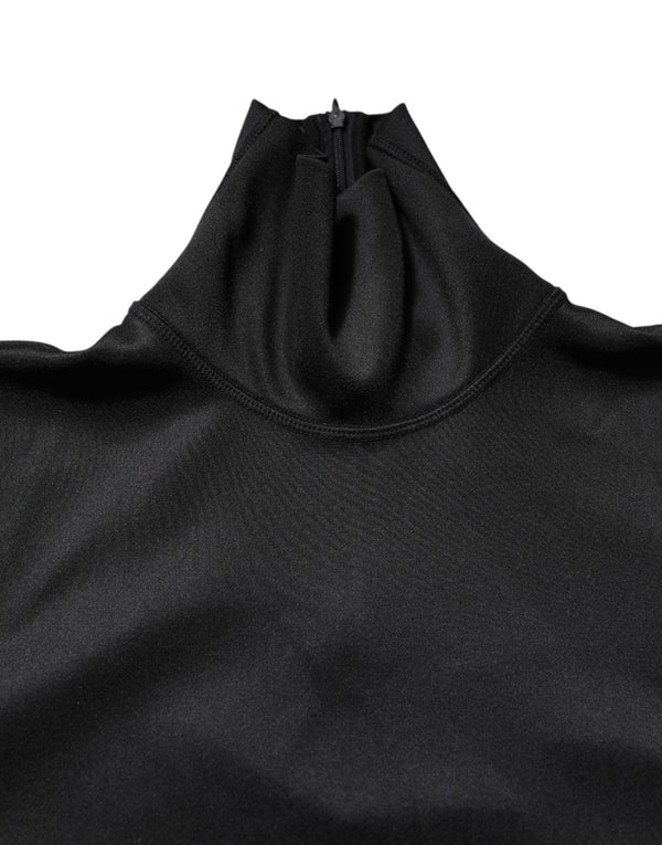 Schwarzer Polyester-Rollkragenpullover