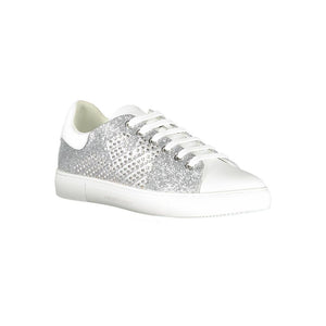 Silberne Leder Damen Sneaker