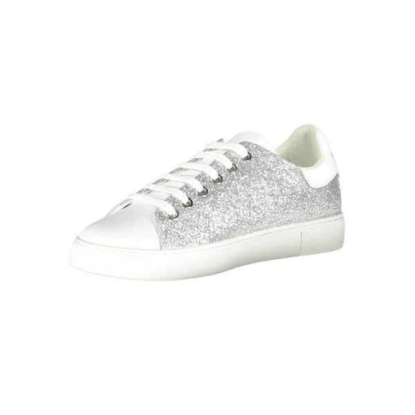 Silberne Leder Damen Sneaker