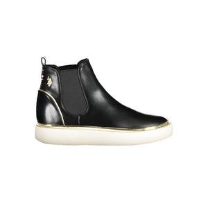 Schwarzer Polyester Damenstiefel