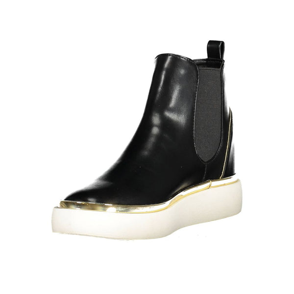 Schwarzer Polyester Damenstiefel