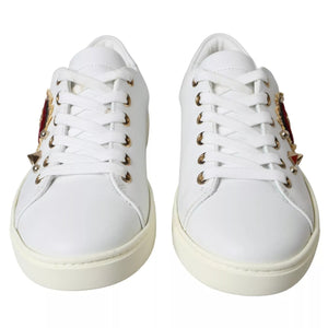 Weiß Leder Gold Rot Herz Turnschuhe Schuhe