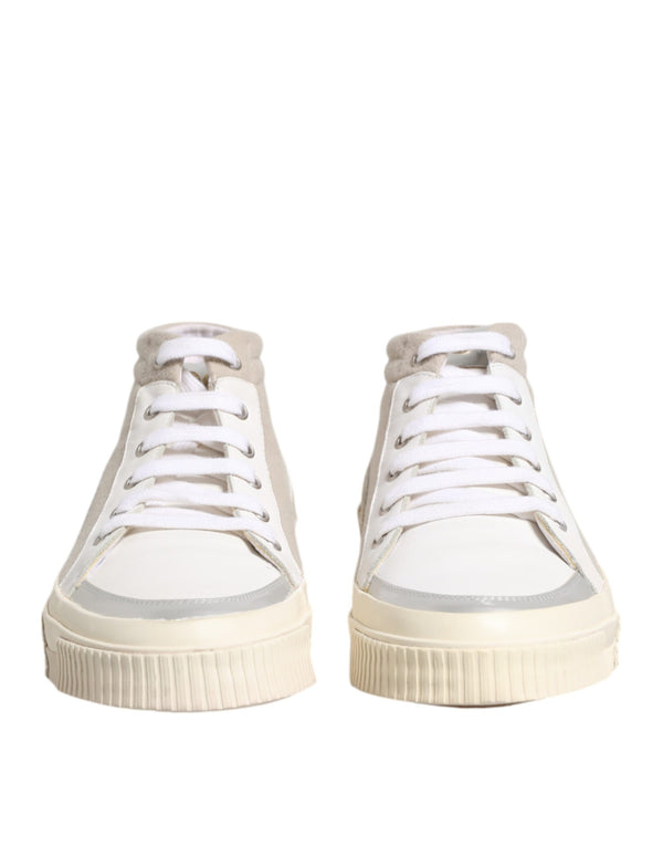 Weiß Beige Lace Up Mid Top Casual Turnschuhe Schuhe