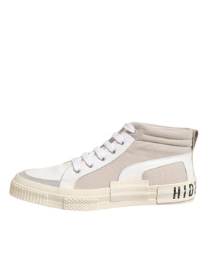 Weiß Beige Lace Up Mid Top Casual Turnschuhe Schuhe