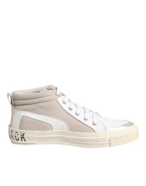 Weiß Beige Lace Up Mid Top Casual Turnschuhe Schuhe