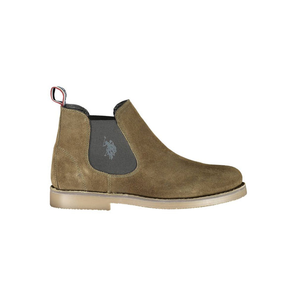 Grünes Leder Herrenstiefelette