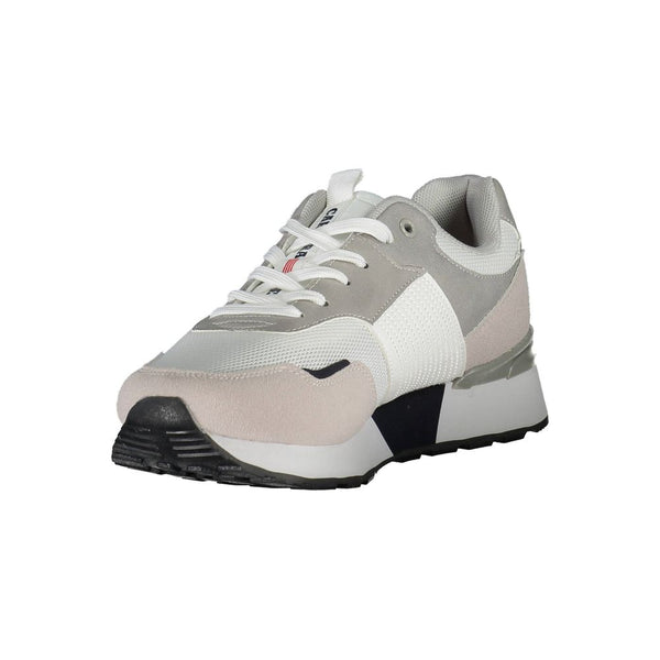 Schlichte weiße Sneakers mit kontrastierenden Details