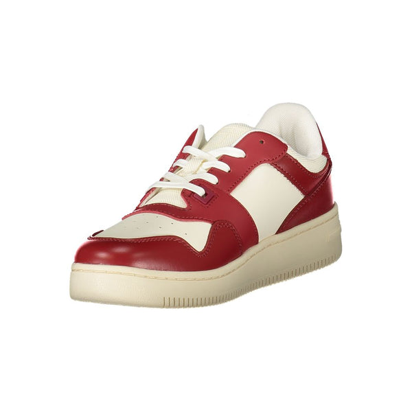 Rote Leder Damen Sneaker