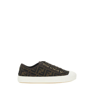 Braune Polyamid Sneakers mit niedrigem Schaft
