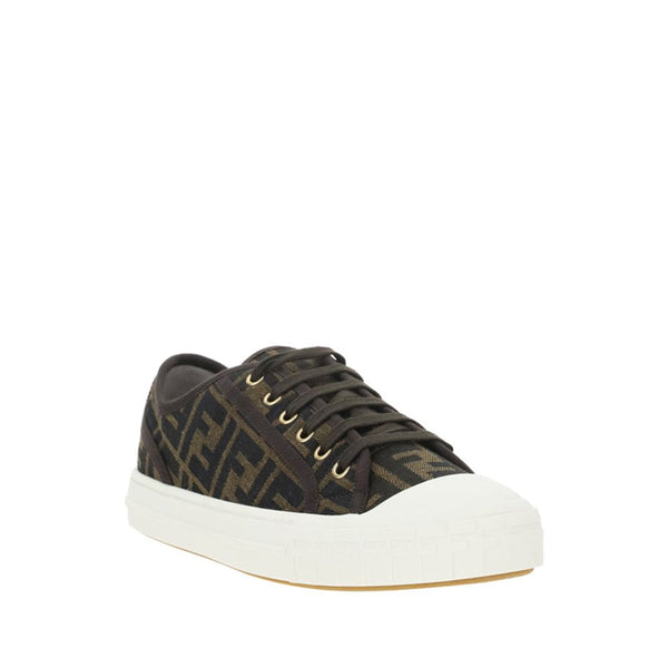 Braune Polyamid Sneakers mit niedrigem Schaft