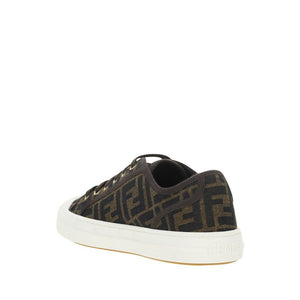 Braune Polyamid Sneakers mit niedrigem Schaft